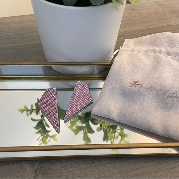 For Love and Lemons - Robin Crystal Earrings, Pink - Picture 2 of 4